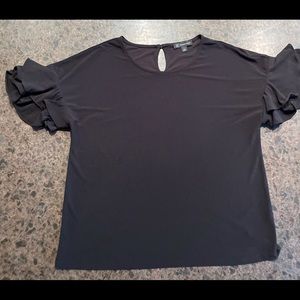 INC Black Blouse with ruffled sleeves